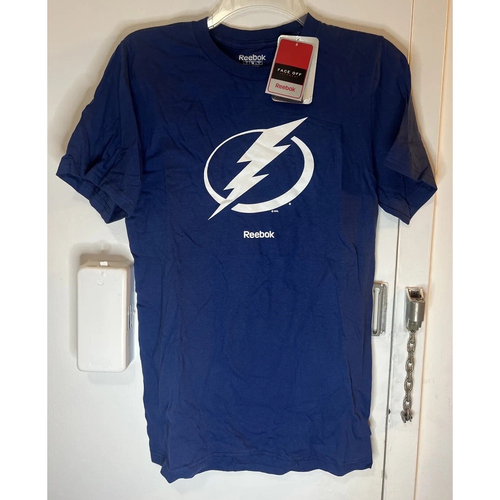 Reebok Face Off Apparel SLD TEE SS Blue Tampa Bay Lightning NHL Small T-Shirt S